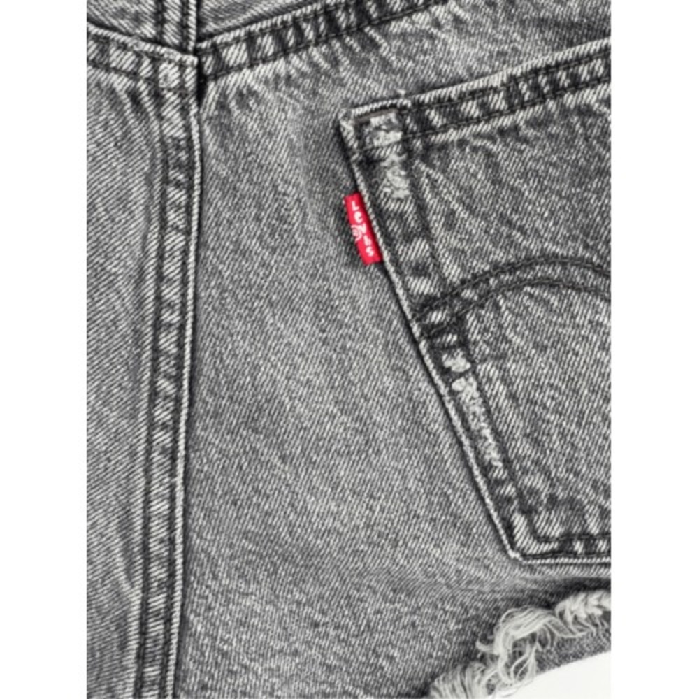 Levi's 501 Denim Shorts Cutoff Women Size 28 Black Jean - Picture 8 of 12